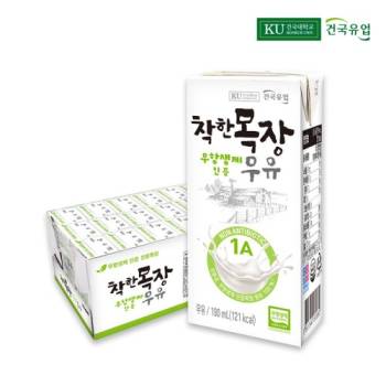 건국유업 착한목장 무항생제 우유 190ml (24팩/48팩 선택)