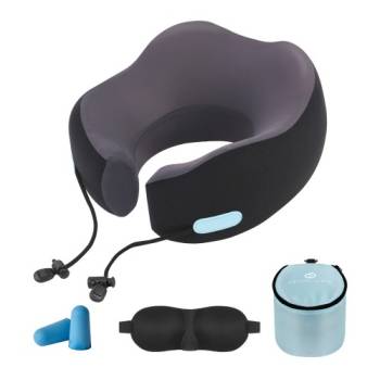[크리스탈클라우드] 고급형 여행용 메모리폼 목베개 + 수면안대 + 귀마개 + 파우치 세트 여행소품