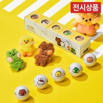 [전시상품] 던롭 젝시오 x 라인프렌즈 미니니 3피스 골프공 5구 세트 고반발 고탄도 소프트 골프볼