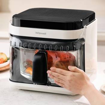 [위즈웰] 저소음 글라스 에어프라이어 5.5L 가정용 냉동식품 조리 에어프라이기