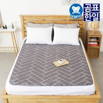 [곰표한일] EMF 극세사 탄소 전기요 헤링본딥그레이_퀸더블